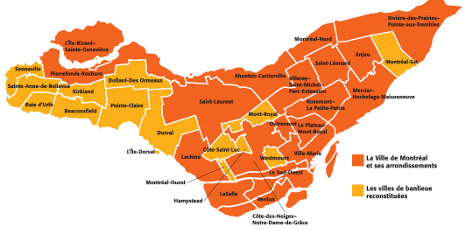 Vector map, Montreal's boroughs